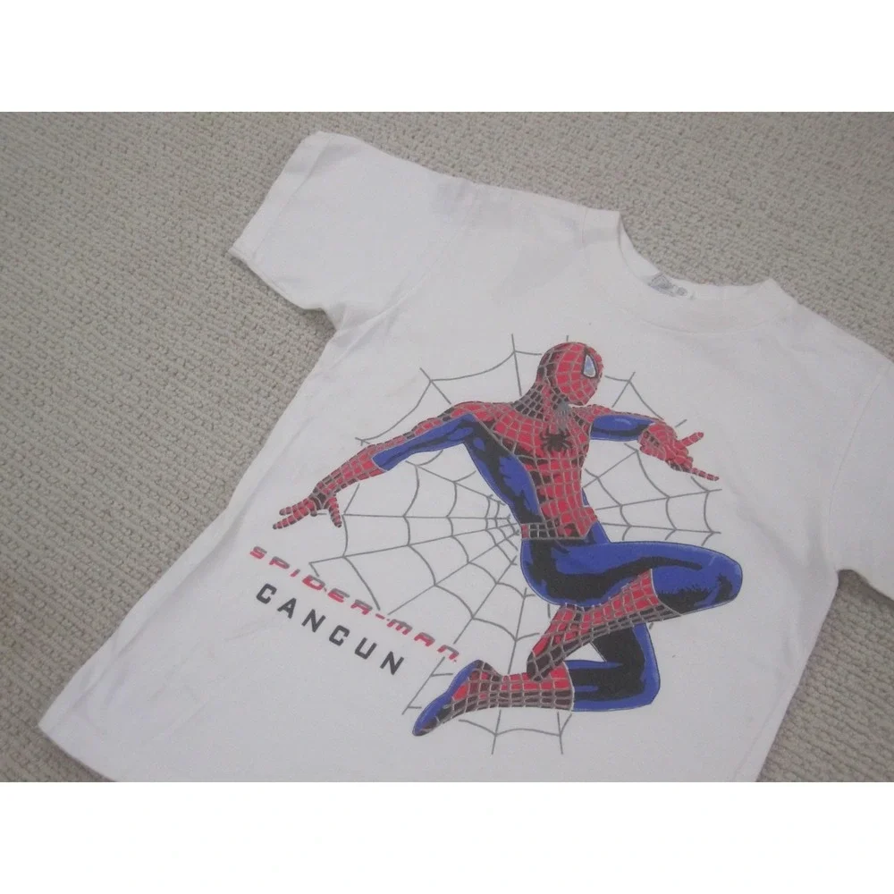 Spider-Man Shirt Boys 10-12 White Cancun Graphic Souvenir Marvel T-Shirt‎ Tee